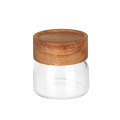 Customized Logo High Quality Wooden Lid Borosilicate Glass Jars 4oz